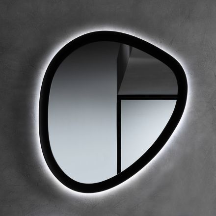 Oregelbundet formad spegel med bakgrundsbelysning tillverkad i Italien - Ride Viadurini