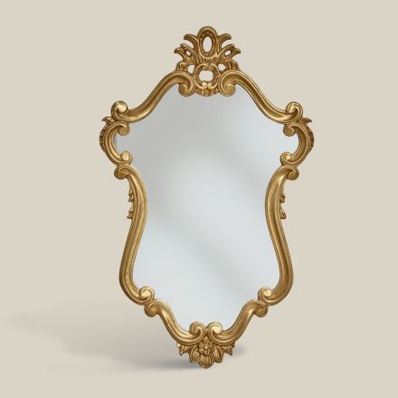 Lyxformad spegel med bladguld ram tillverkad i Italien - värdefull Viadurini