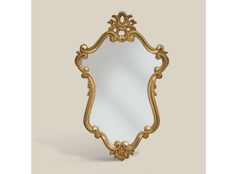 Lyxformad spegel med bladguld ram tillverkad i Italien - värdefull Viadurini
