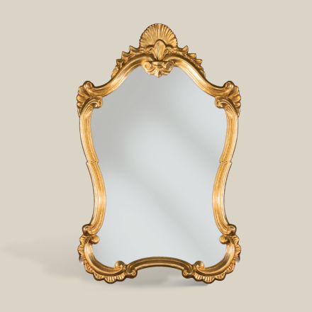 Klassisk bladguld spegel med formad ram tillverkad i Italien - dyrbar Viadurini