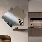 Spegel gjord av 3 överlappande plattor, 2 brons och 1 rökfärgad - Armida Viadurini