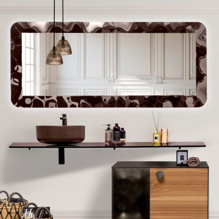 Böjd glasspegel med flytande effekt och bakgrundsbelysning - Excelsior Viadurini