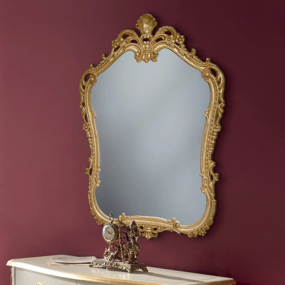 Träspegel med formad perforerad ram Tillverkad i Italien - Amazon Viadurini