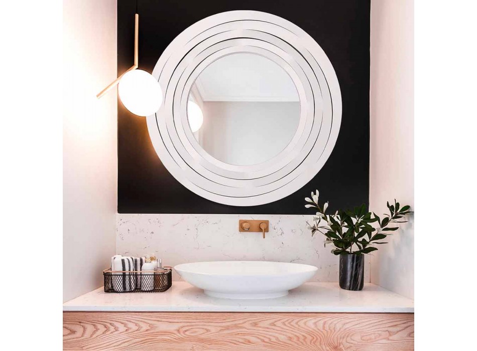 Modern cirkulär väggspegel i färgat järn tillverkad i Italien - Oregano Viadurini