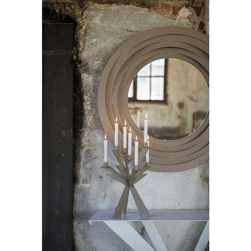 Modern cirkulär väggspegel i färgat järn tillverkad i Italien - Oregano Viadurini