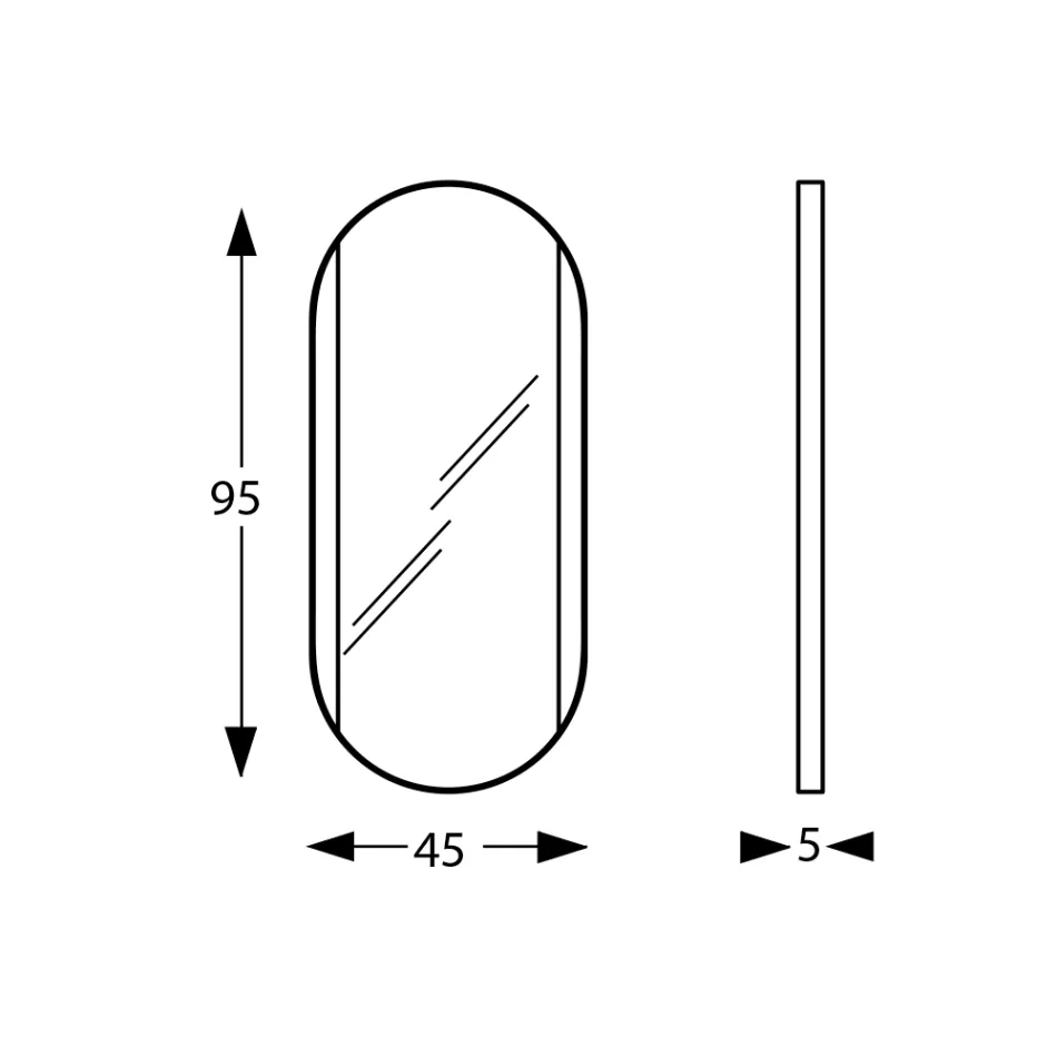 Oval badrumsspegel med sidoljus tillverkad i Italien - Albert Viadurini