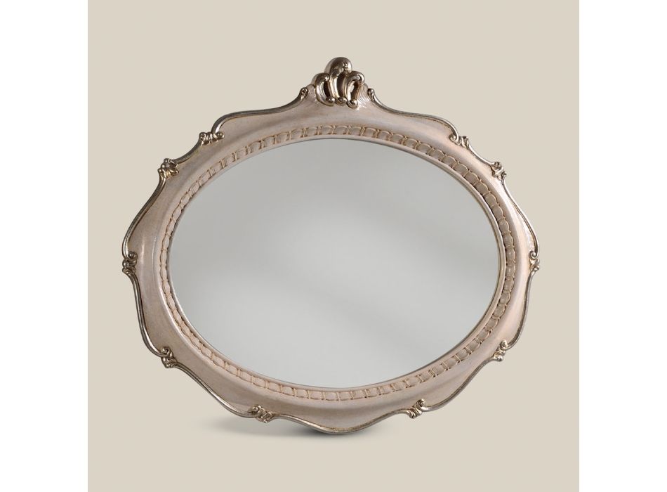Oval spegel i klassisk stil i vitt trä Tillverkad i Italien - Florens Viadurini