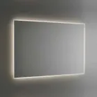 Bakgrundsbelyst badrumsspegel med sandblästrad ram Tillverkad i Italien - Floriana Viadurini