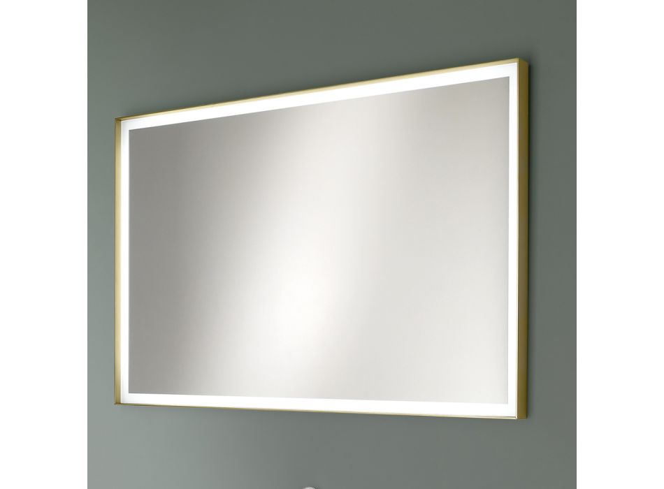 Rektangulär väggspegel metallram Olika färger och LED-ljus - Renga Viadurini