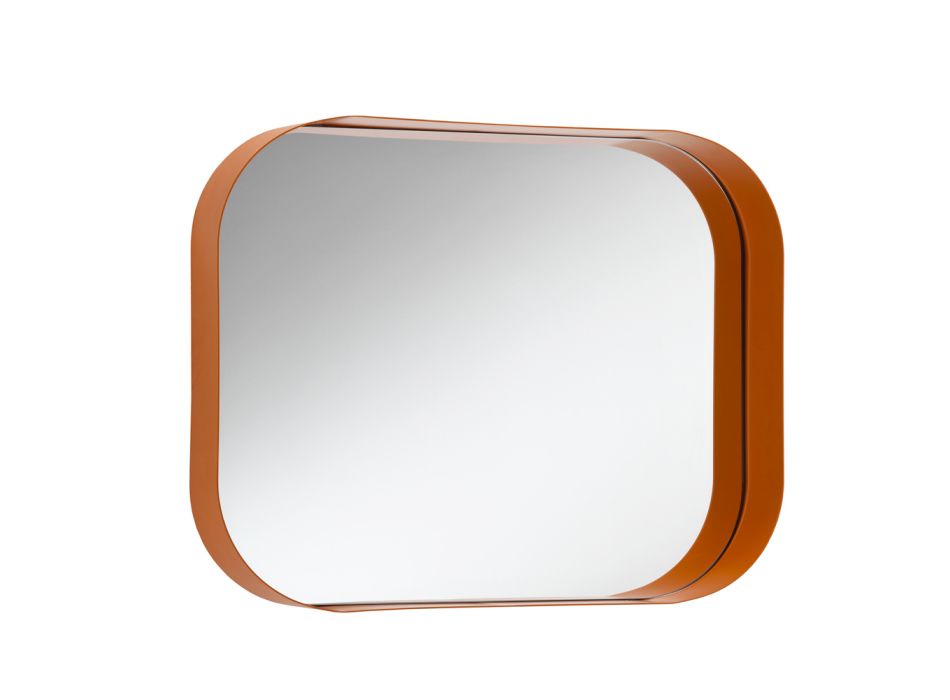 Rundad rektangulär spegel, metallram tillverkad i Italien - Alexandra Viadurini