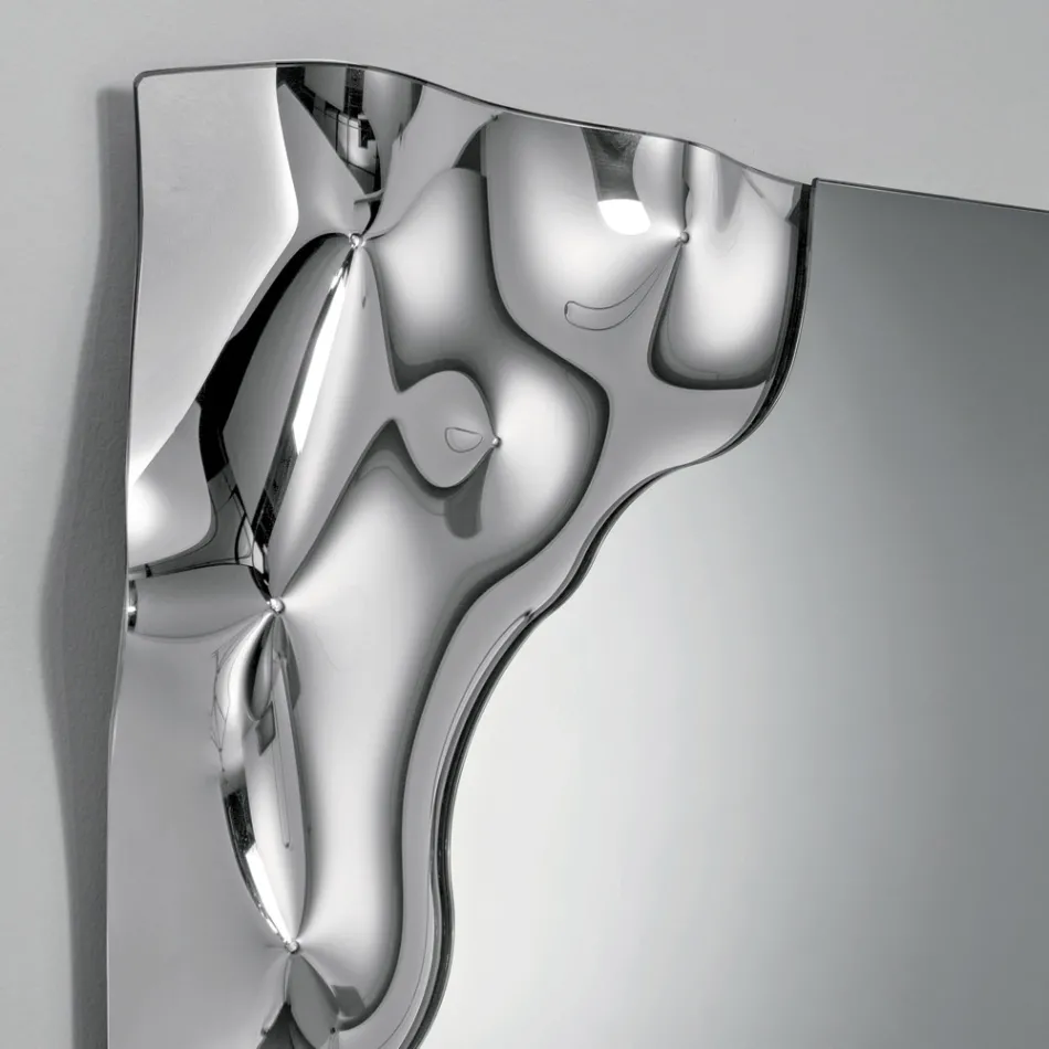 Rektangulär spegel med hörn i smält glas tillverkad i Italien - Adelinda Viadurini