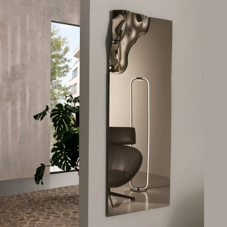 Rektangulär spegel med hörn i smält glas tillverkad i Italien - Adelinda Viadurini