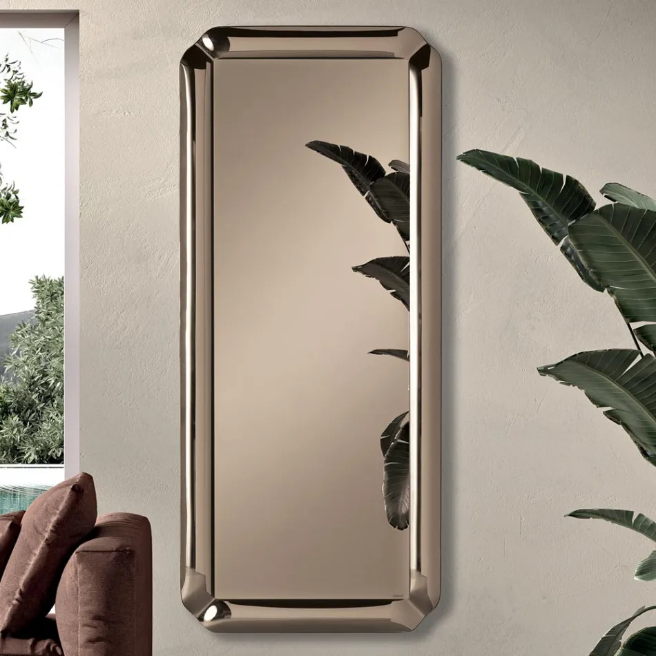 Rektangulär spegel med gjuten kristallram Tillverkad i Italien - Belinda Viadurini