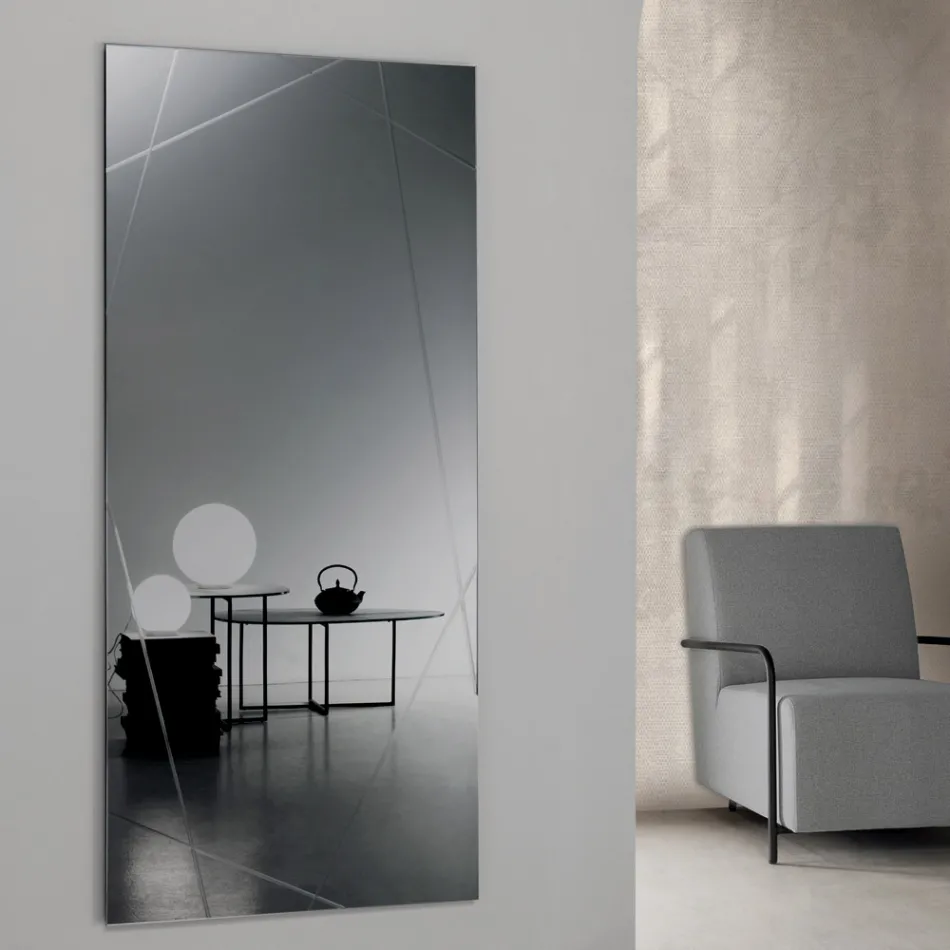 Rektangulär spegel med lasergravyrer Tillverkad i Italien - Alberta Viadurini