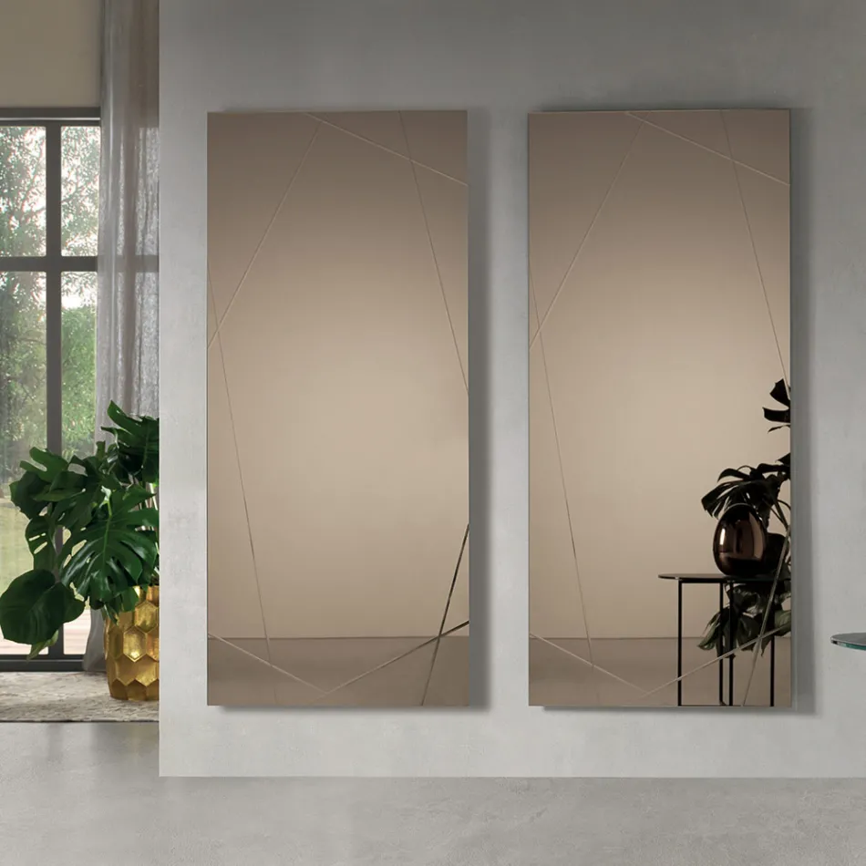 Rektangulär spegel med lasergravyrer Tillverkad i Italien - Alberta Viadurini