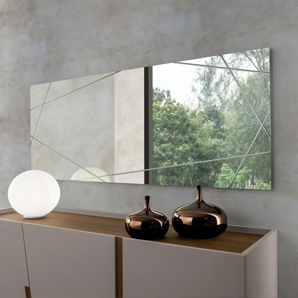 Rektangulär spegel med lasergravyrer Tillverkad i Italien - Alberta Viadurini