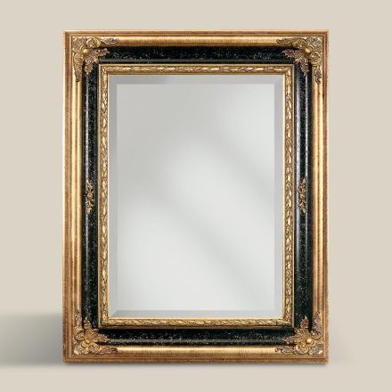 Rektangulär spegel i guld och svart lövträ Tillverkad i Italien - Sophie Viadurini