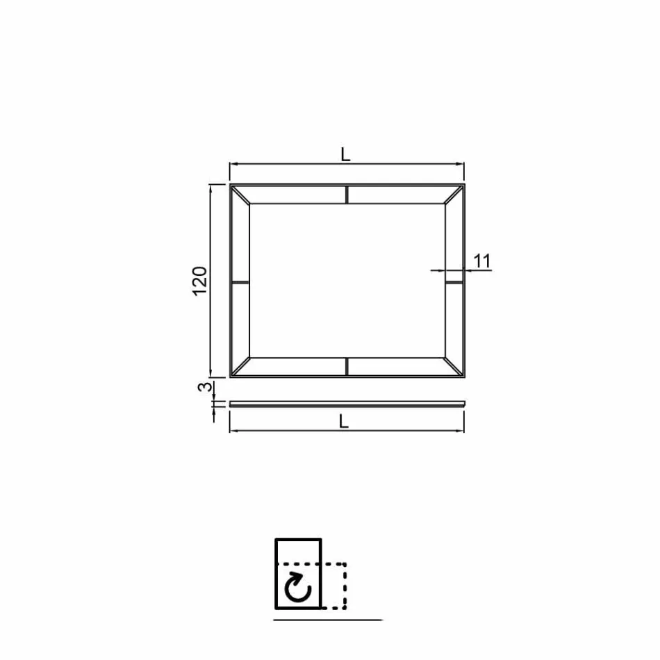 Mirror bundna kanten modern mark, H120 x L120CM, Daedalus Viadurini