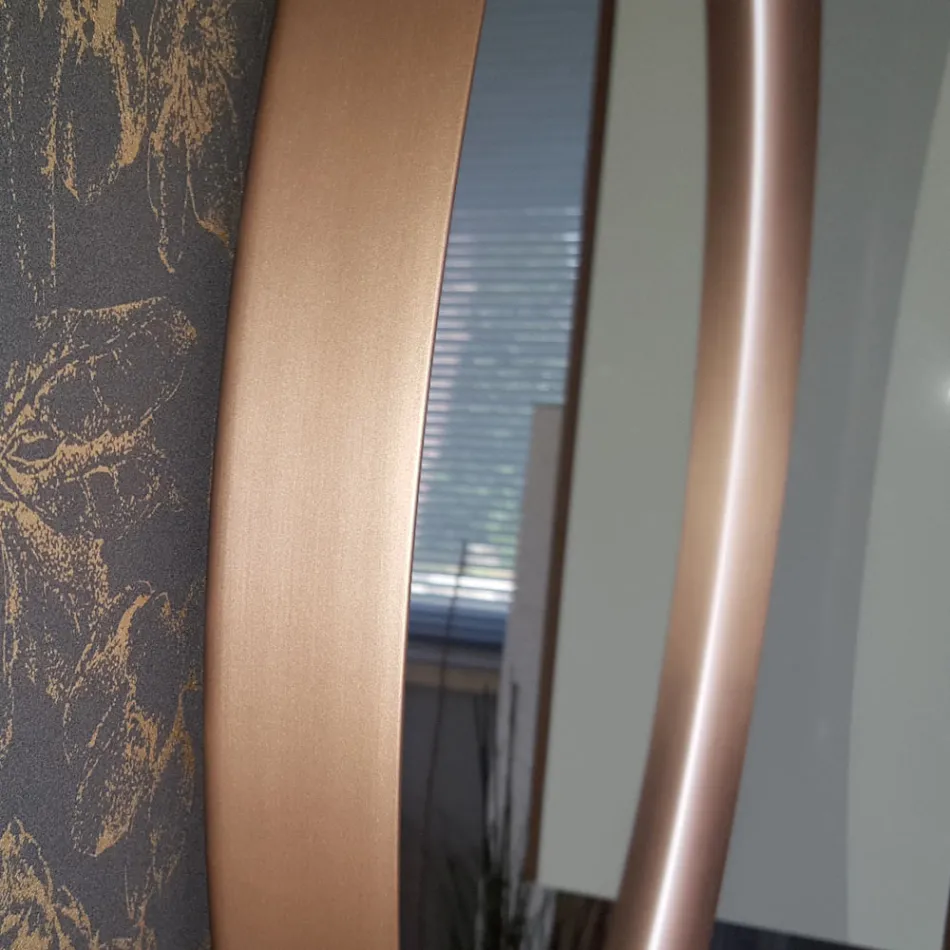 Rund väggspegel med metallram Olika färger och LED-ljus - Renga Viadurini