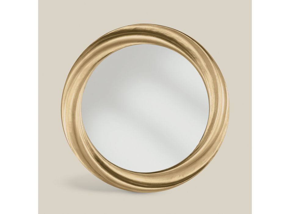 Rund spegel med lyxig guldträram tillverkad i Italien - Adelin Viadurini