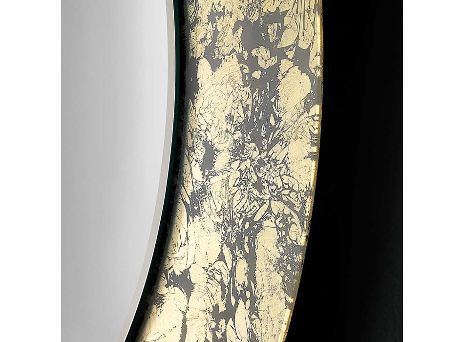 Rund spegel med bladdekorerad glasram Tillverkad i Italien - Alisso Viadurini