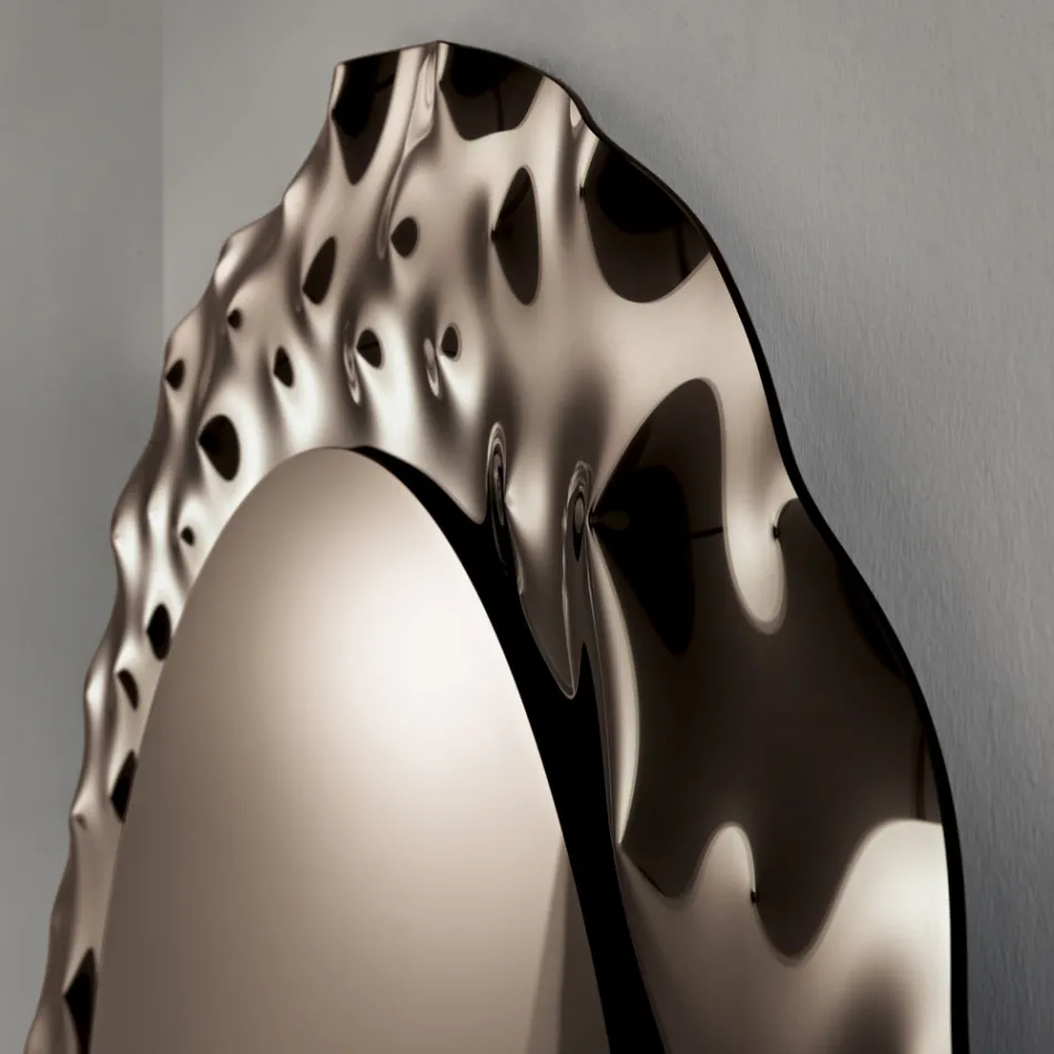 Rund spegel med vågig glasram Tillverkad i Italien - Adelma Viadurini