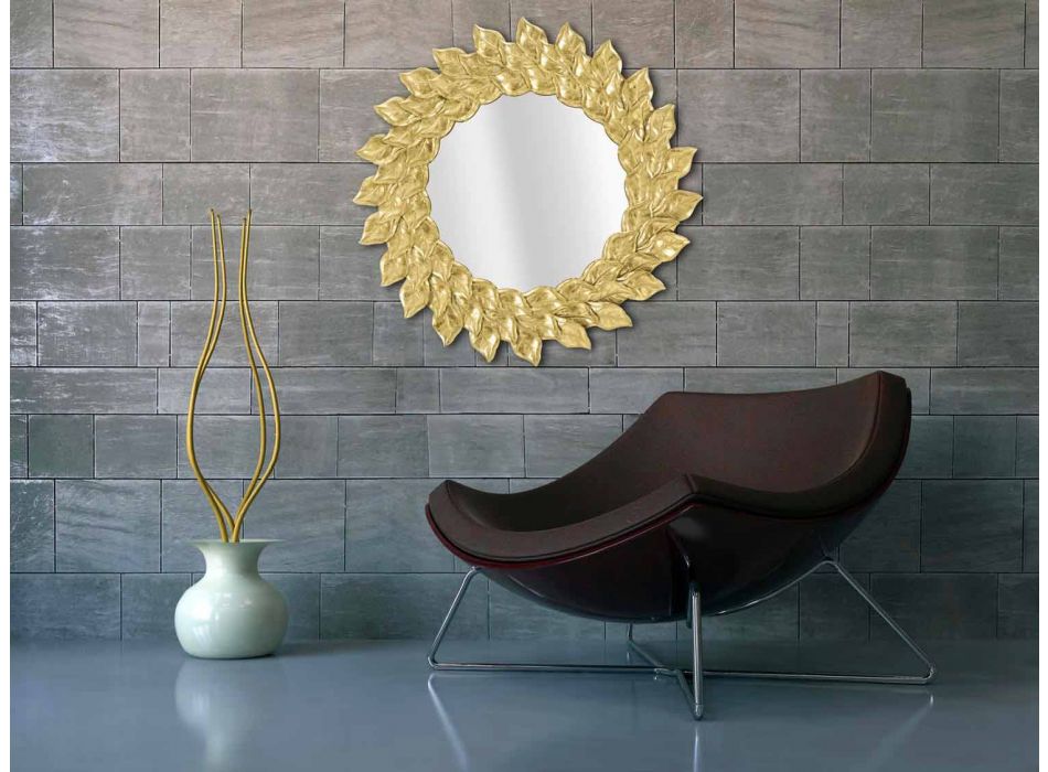 Modern design rund väggspegel med järnram - Seneca Viadurini