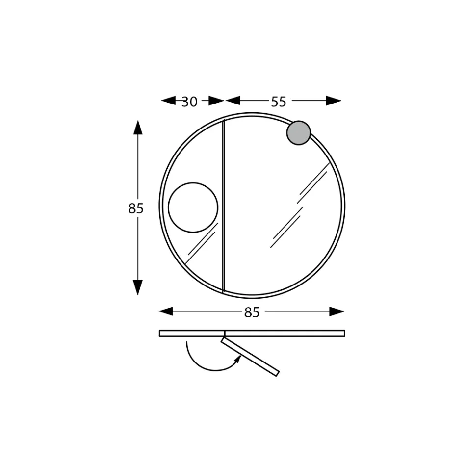 Rund träspegel och förstoringsspegel tillverkad i Italien - Marie Viadurini