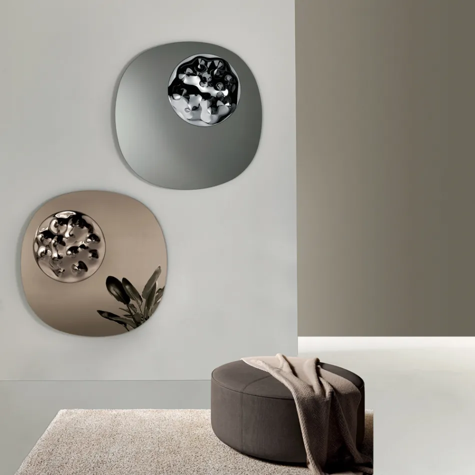 Formad spegel med vågig glasinsats Tillverkad i Italien - Adalberta Viadurini