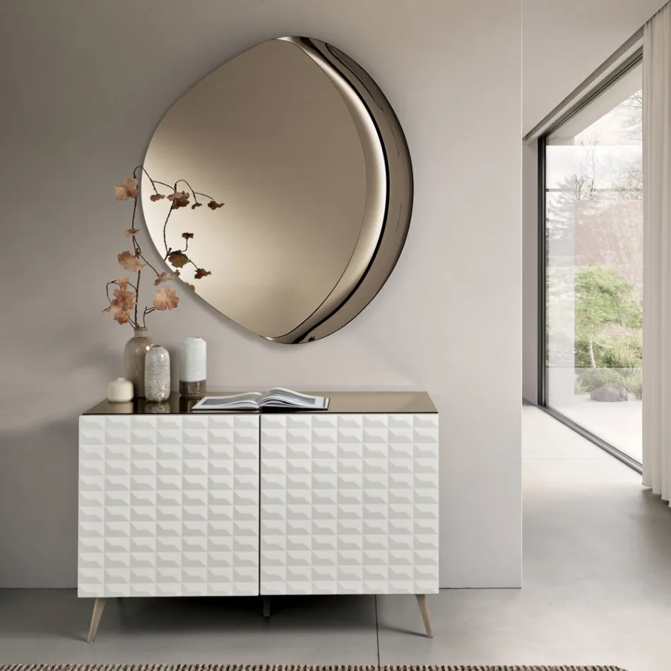 Abigailleformad spegel med halvram i smält glas Tillverkad i Italien Viadurini