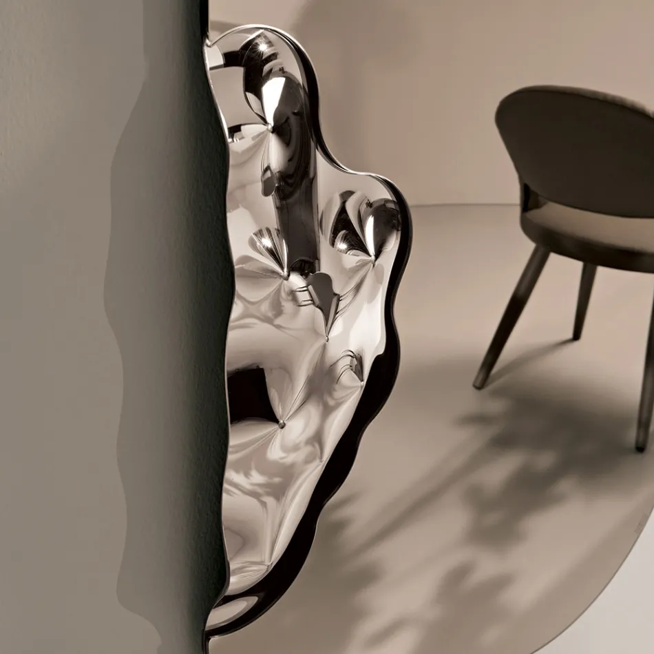 Rektangulär spegel med vågig glasinsats Tillverkad i Italien - Adelasia Viadurini