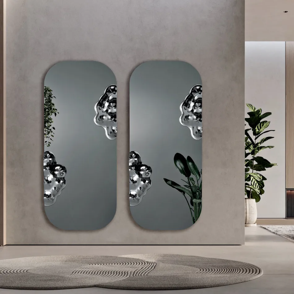 Rektangulär spegel med vågig glasinsats Tillverkad i Italien - Adelasia Viadurini