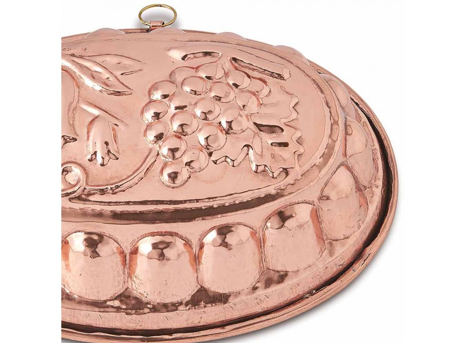 Desserter Oval kakpanna i hand konserverad koppar med dekoration - Gianfilippo Viadurini