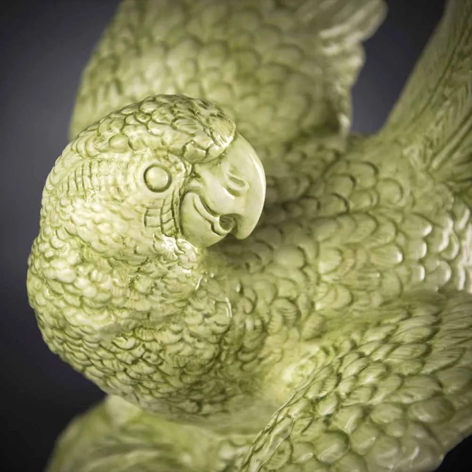 Papegojformad keramikfigur handgjord i Italien - Pagallo Viadurini