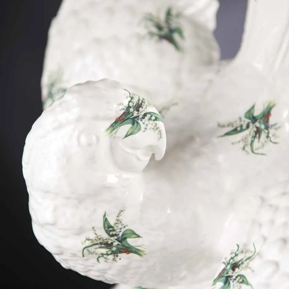 Papegojformad keramikfigur handgjord i Italien - Pagallo Viadurini