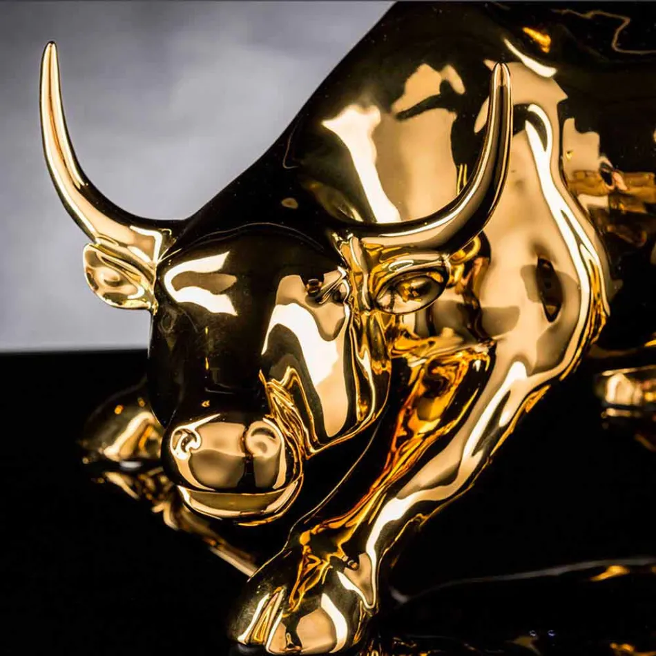 Handgjord keramisk tjurformad statyett Tillverkad i Italien - Bulino Viadurini