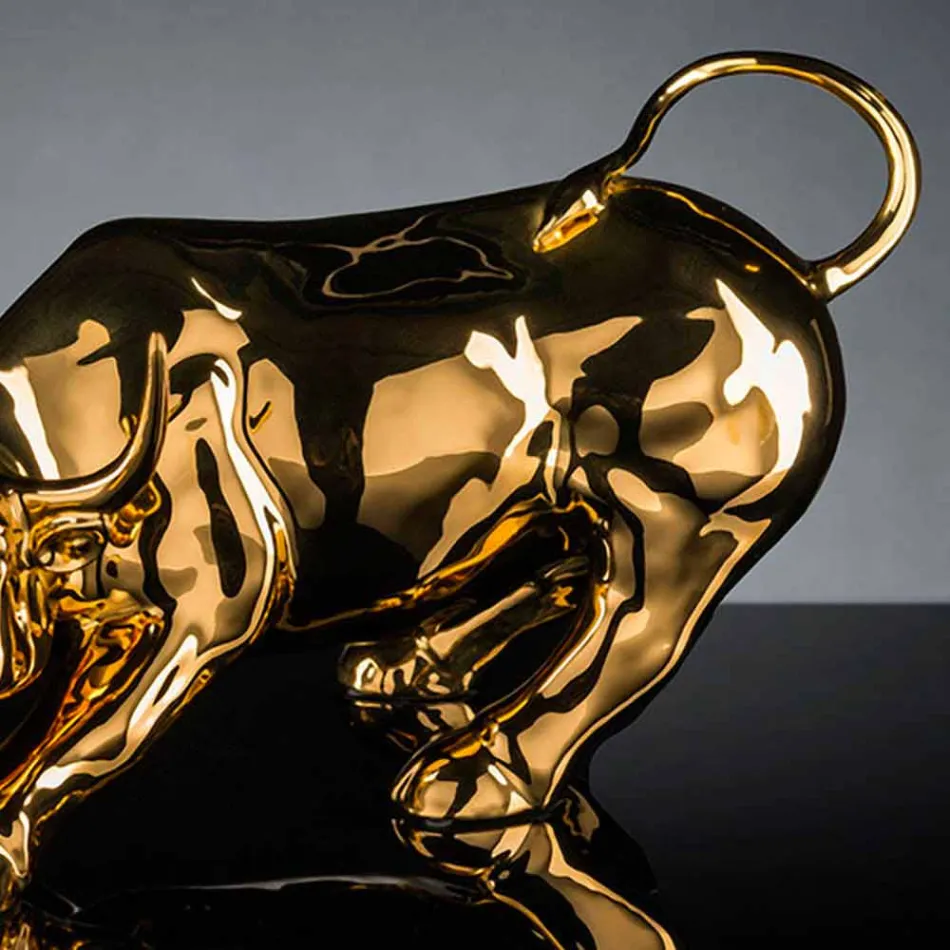 Handgjord keramisk tjurformad statyett Tillverkad i Italien - Bulino Viadurini