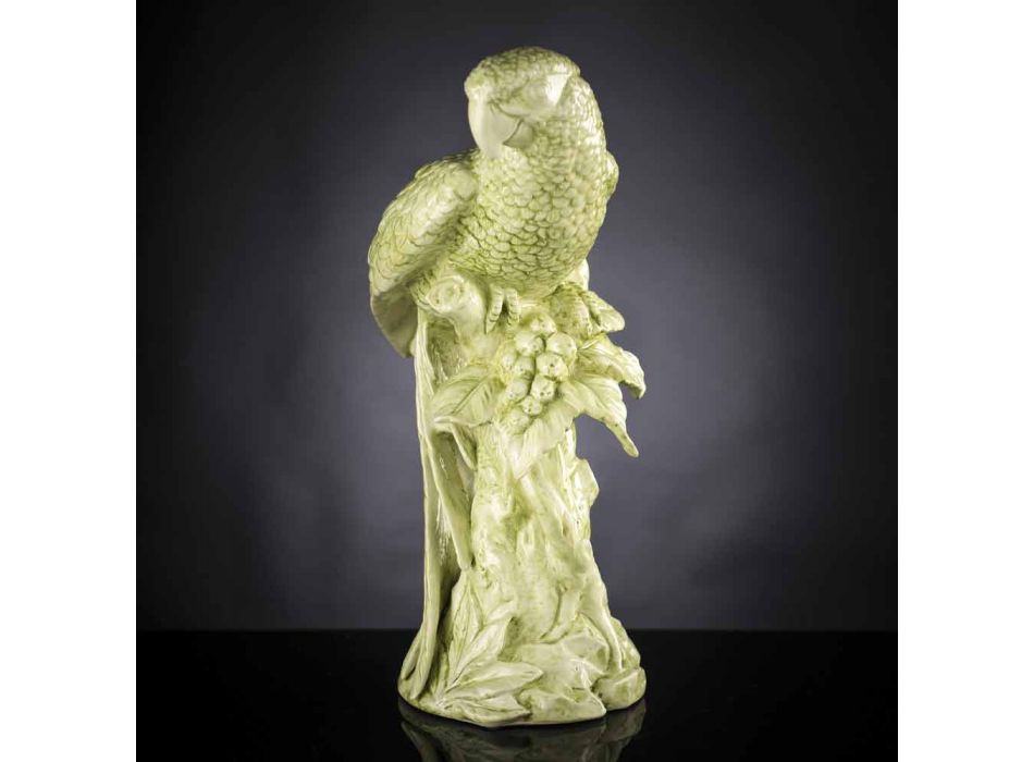 Handgjord keramisk papegojformad statyett Tillverkad i Italien - Pagallo Viadurini