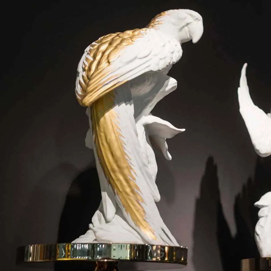 Handgjord keramisk papegojformad statyett Tillverkad i Italien - Pagallo Viadurini