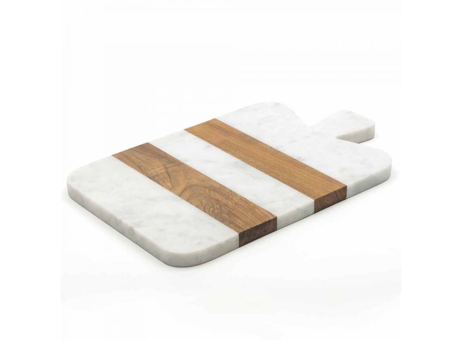 Vit Carrara marmor och trä tillverkad i Italien Design skärbräda - Evea Viadurini