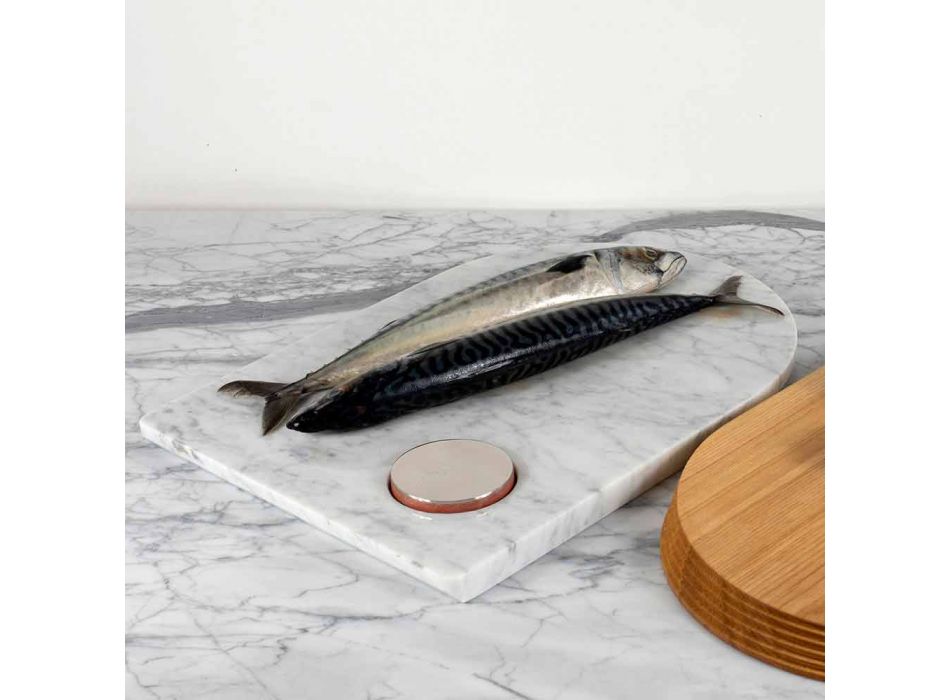 Skärbräda och köksutrustning i marmor, trä och stål Lyxig design - Icaro Viadurini