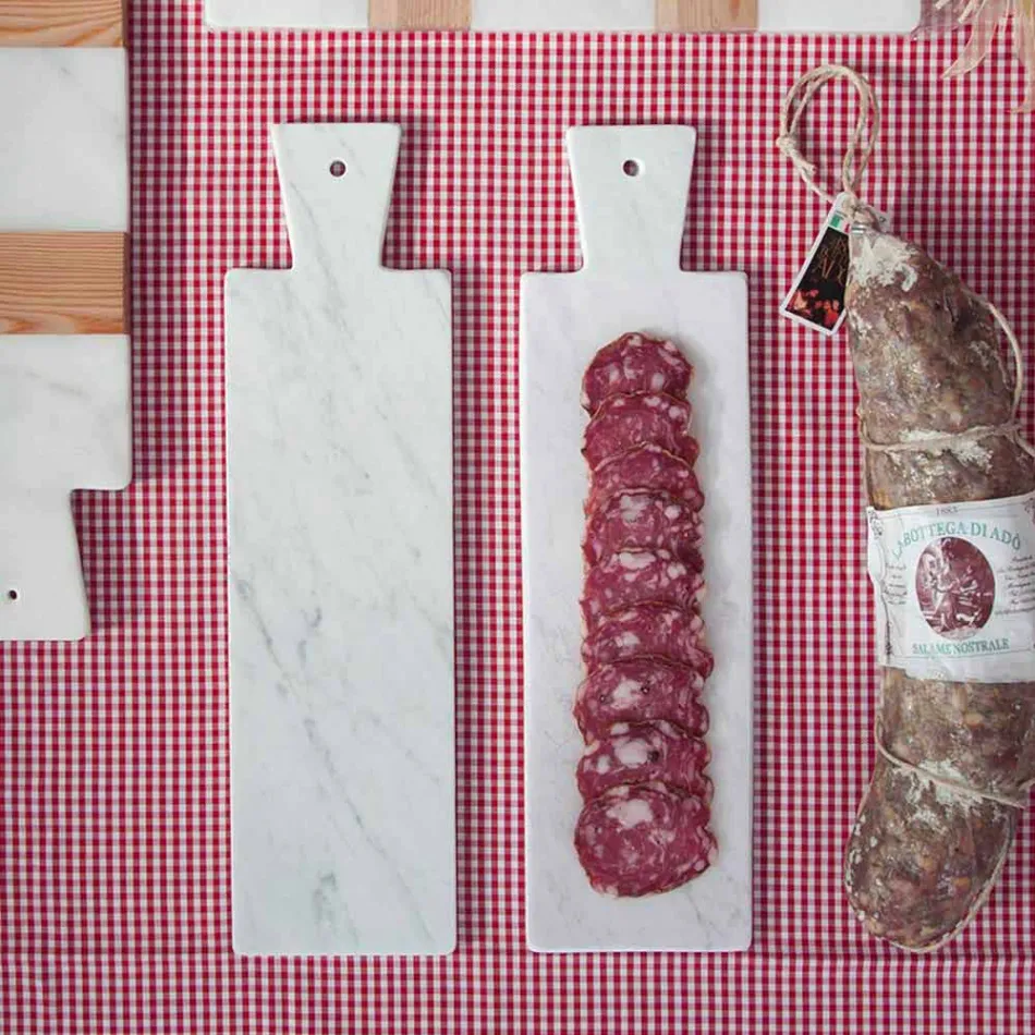 Modern skärbräda i vit Carrara-marmor tillverkad i Italien - Biblon Viadurini