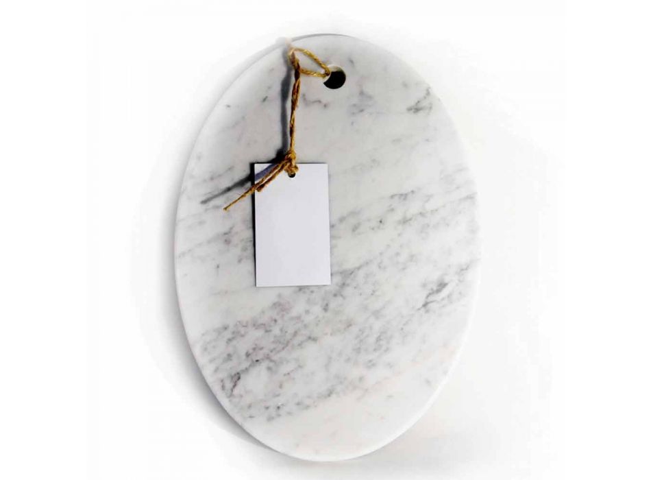 Modern oval skärbräda i vit Carrara marmor tillverkad i Italien - Masha Viadurini