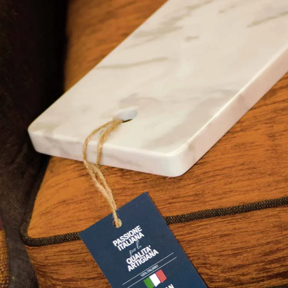 Rektangulär skärbräda i vit Carrara-marmor tillverkad i Italien - Masha Viadurini