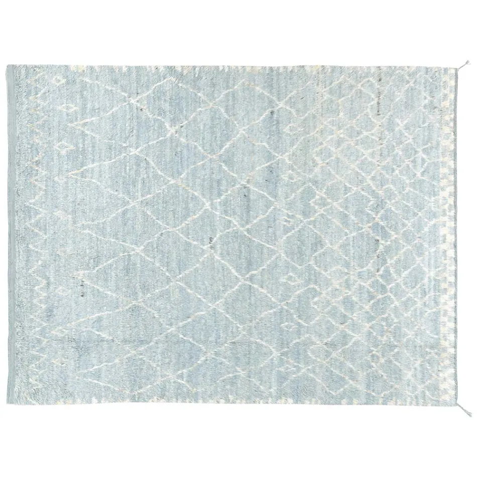 Handgjord ullmatta med lång lugg Handknuten i Türkiye - Benedetta Viadurini