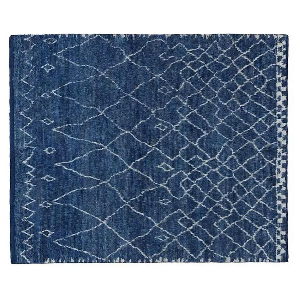 Handgjord ullmatta med lång lugg Handknuten i Türkiye - Benedetta Viadurini