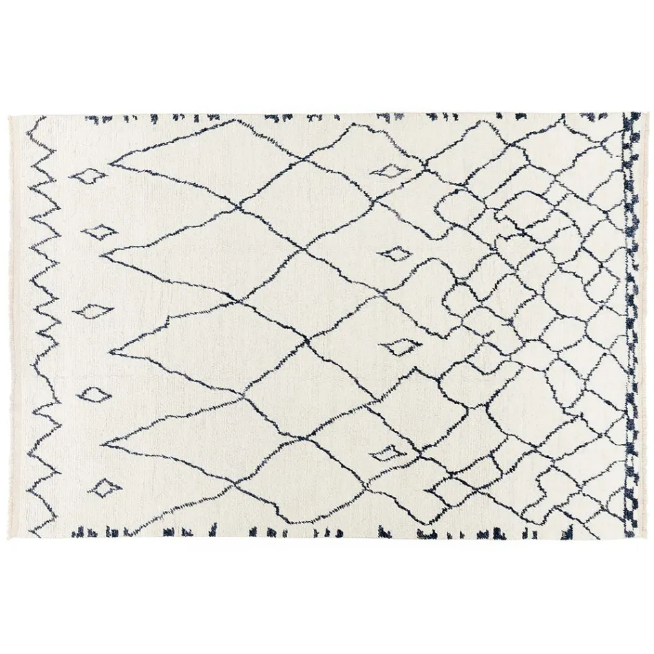 Handgjord ullmatta med lång lugg Handknuten i Türkiye - Benedetta Viadurini