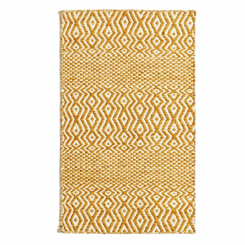 Modern design vardagsrumsmatta i handgjord ull och bomull - Minera Viadurini