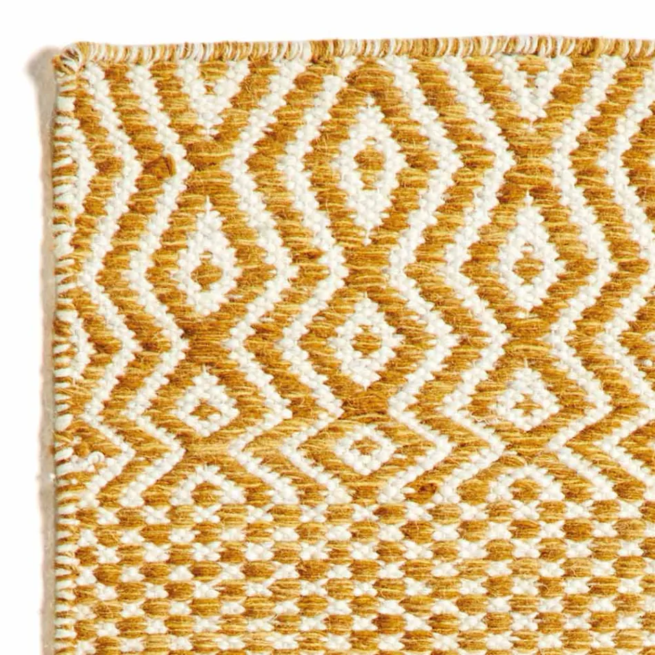 Modern design vardagsrumsmatta i handgjord ull och bomull - Minera Viadurini