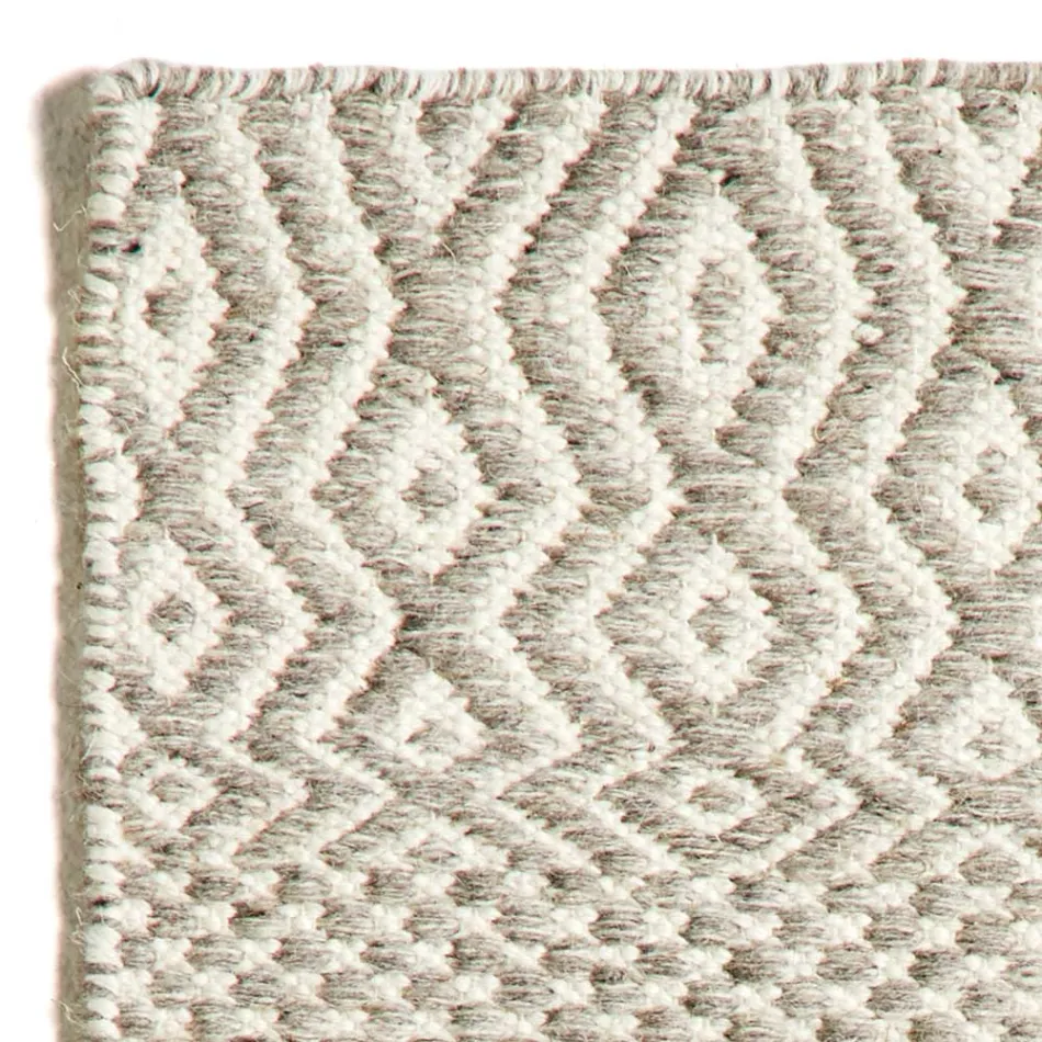 Modern design vardagsrumsmatta i handgjord ull och bomull - Minera Viadurini